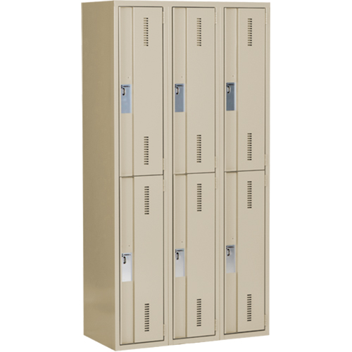 Concorde Heavy-Duty Lockers, 2 -tier, Bank of 3, 36" x 18" x 72", Steel, Beige, Welded (Assembled) PB Rental Co. Ltd.