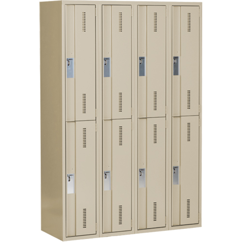 Concorde Heavy-Duty Lockers, 2 -tier, Bank of 4, 48" x 18" x 72", Steel, Beige, Welded (Assembled) PB Rental Co. Ltd.