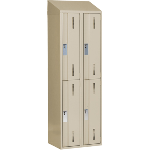Concorde Heavy-Duty Lockers, 2 -tier, Bank of 2, 24" x 18" x 78", Steel, Beige, Welded (Assembled) PB Rental Co. Ltd.