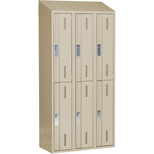 Concorde Heavy-Duty Lockers, 2 -tier, Bank of 3, 36" x 18" x 78", Steel, Beige, Welded (Assembled) PB Rental Co. Ltd.