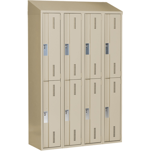 Concorde Heavy-Duty Lockers, 2 -tier, Bank of 4, 48" x 18" x 78", Steel, Beige, Welded (Assembled) PB Rental Co. Ltd.