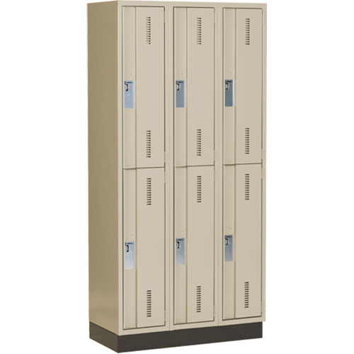 Concorde Heavy-Duty Lockers, 2 -tier, Bank of 3, 36" x 18" x 76", Steel, Beige, Welded (Assembled) PB Rental Co. Ltd.