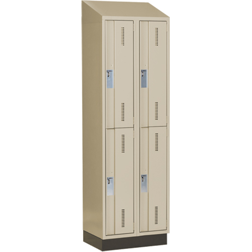 Concorde Heavy-Duty Lockers, 2 -tier, Bank of 2, 24" x 18" x 82", Steel, Beige, Welded (Assembled) PB Rental Co. Ltd.