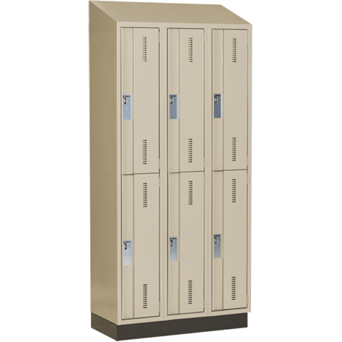 Concorde Heavy-Duty Lockers, 2 -tier, Bank of 3, 36" x 18" x 82", Steel, Beige, Welded (Assembled) PB Rental Co. Ltd.