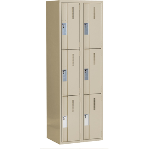 Concorde Heavy-Duty Lockers, 3 -tier, Bank of 2, 24" x 18" x 72", Steel, Beige, Welded (Assembled) PB Rental Co. Ltd.