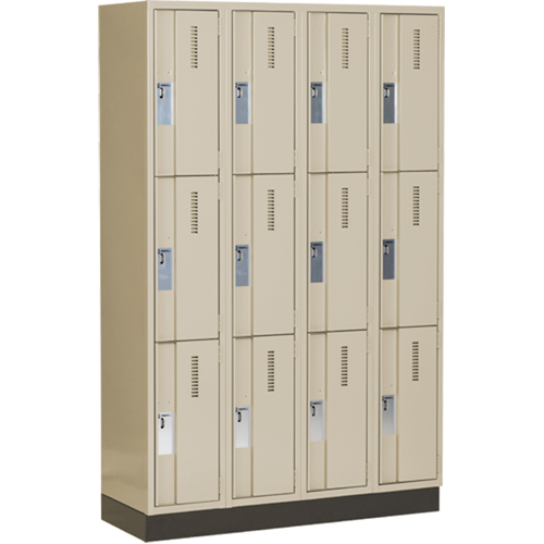 Concorde Heavy-Duty Lockers, 3 -tier, Bank of 4, 48" x 18" x 76", Steel, Beige, Welded (Assembled) PB Rental Co. Ltd.