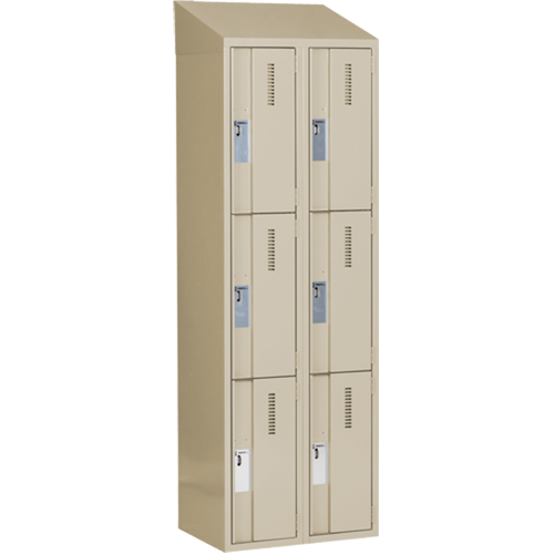 Concorde Heavy-Duty Lockers, 3 -tier, Bank of 2, 24" x 18" x 78", Steel, Beige, Welded (Assembled) PB Rental Co. Ltd.