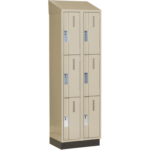 Concorde Heavy-Duty Lockers, 3 -tier, Bank of 2, 24" x 18" x 82", Steel, Beige, Welded (Assembled) PB Rental Co. Ltd.
