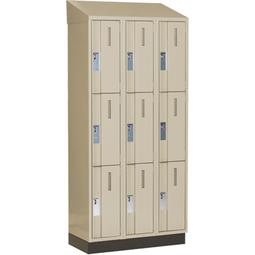Concorde Heavy-Duty Lockers, 3 -tier, Bank of 3, 36" x 18" x 82", Steel, Beige, Welded (Assembled) PB Rental Co. Ltd.