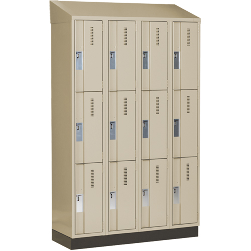 Concorde Heavy-Duty Lockers, 3 -tier, Bank of 4, 48" x 18" x 82", Steel, Beige, Welded (Assembled) PB Rental Co. Ltd.