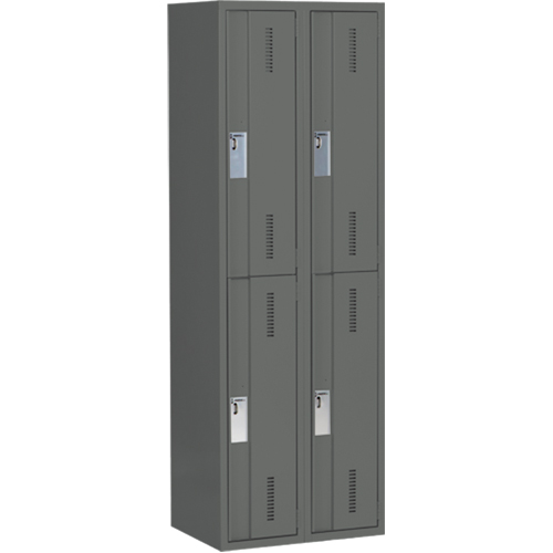 Concorde Heavy-Duty Lockers, 2 -tier, Bank of 2, 24" x 18" x 72", Steel, Charcoal, Welded (Assembled) PB Rental Co. Ltd.