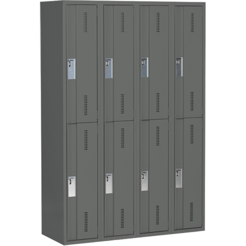 Concorde Heavy-Duty Lockers, 2 -tier, Bank of 4, 48" x 18" x 72", Steel, Charcoal, Welded (Assembled) PB Rental Co. Ltd.