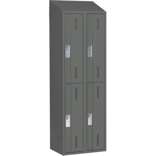 Concorde Heavy-Duty Lockers, 2 -tier, Bank of 2, 24" x 18" x 78", Steel, Charcoal, Welded (Assembled) PB Rental Co. Ltd.