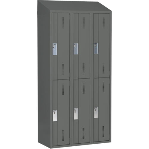 Concorde Heavy-Duty Lockers, 2 -tier, Bank of 3, 36" x 18" x 78", Steel, Charcoal, Welded (Assembled) PB Rental Co. Ltd.
