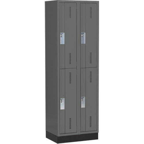 Concorde Heavy-Duty Lockers, 2 -tier, Bank of 2, 24" x 18" x 76", Steel, Charcoal, Welded (Assembled) PB Rental Co. Ltd.