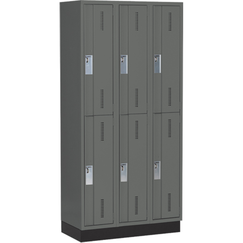 Concorde Heavy-Duty Lockers, 2 -tier, Bank of 3, 36" x 18" x 76", Steel, Charcoal, Welded (Assembled) PB Rental Co. Ltd.