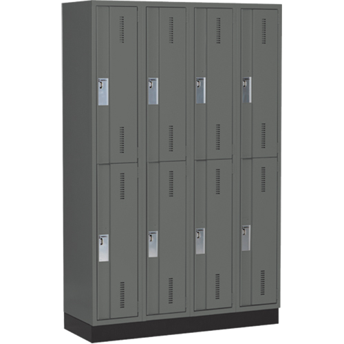 Concorde Heavy-Duty Lockers, 2 -tier, Bank of 4, 48" x 18" x 76", Steel, Charcoal, Welded (Assembled) PB Rental Co. Ltd.