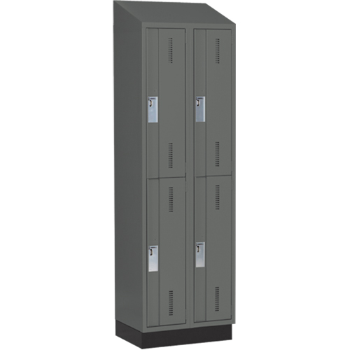 Concorde Heavy-Duty Lockers, 2 -tier, Bank of 2, 24" x 18" x 82", Steel, Charcoal, Welded (Assembled) PB Rental Co. Ltd.