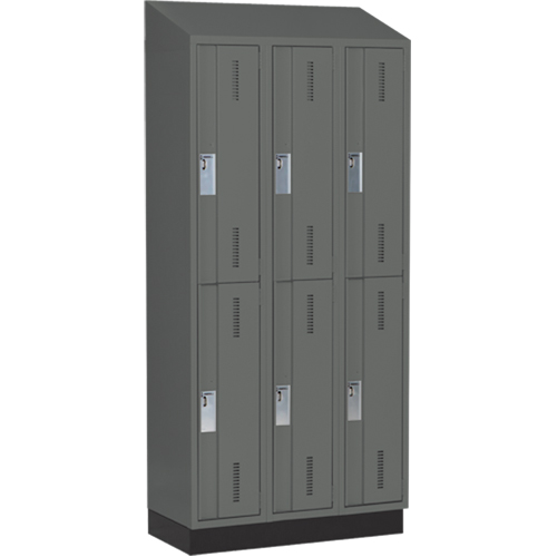 Concorde Heavy-Duty Lockers, 2 -tier, Bank of 3, 36" x 18" x 82", Steel, Charcoal, Welded (Assembled) PB Rental Co. Ltd.