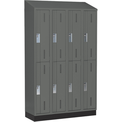Concorde Heavy-Duty Lockers, 2 -tier, Bank of 4, 48" x 18" x 82", Steel, Charcoal, Welded (Assembled) PB Rental Co. Ltd.
