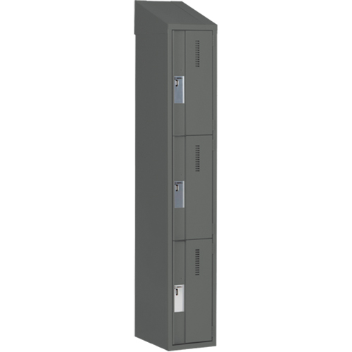 Concorde Heavy-Duty Lockers, 3 -tier, 12" x 18" x 78", Steel, Charcoal, Welded (Assembled) PB Rental Co. Ltd.