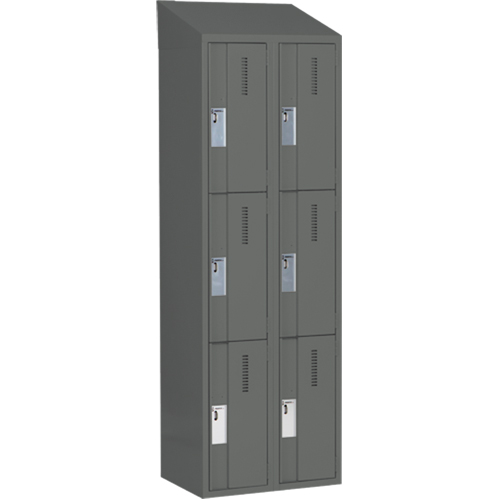 Concorde Heavy-Duty Lockers, 3 -tier, Bank of 2, 24" x 18" x 78", Steel, Charcoal, Welded (Assembled) PB Rental Co. Ltd.