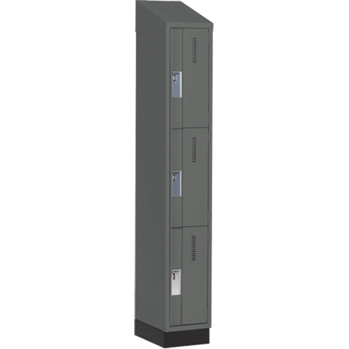 Concorde Heavy-Duty Lockers, 3 -tier, 12" x 18" x 82", Steel, Charcoal, Welded (Assembled) PB Rental Co. Ltd.