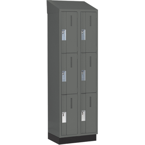 Concorde Heavy-Duty Lockers, 3 -tier, Bank of 2, 24" x 18" x 82", Steel, Charcoal, Welded (Assembled) PB Rental Co. Ltd.