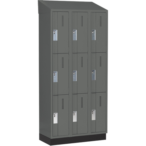 Concorde Heavy-Duty Lockers, 3 -tier, Bank of 3, 36" x 18" x 82", Steel, Charcoal, Welded (Assembled) PB Rental Co. Ltd.