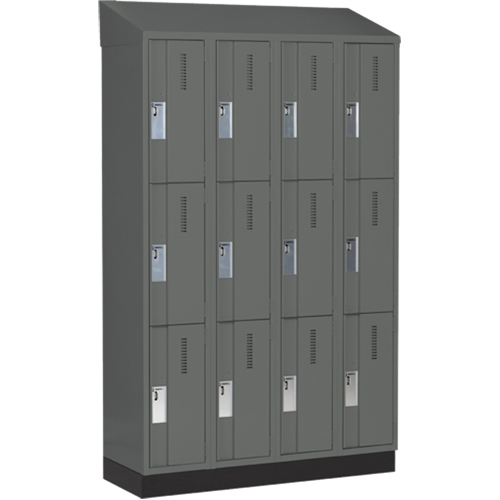 Concorde Heavy-Duty Lockers, 3 -tier, Bank of 4, 48" x 18" x 82", Steel, Charcoal, Welded (Assembled) PB Rental Co. Ltd.