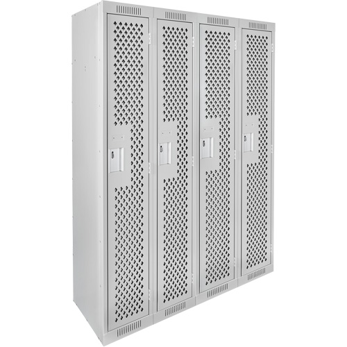 Clean Line Lockers, Bank of 4, 48" x 15" x 72", Steel, Grey, Rivet (Assembled), Perforated PB Rental Co. Ltd.