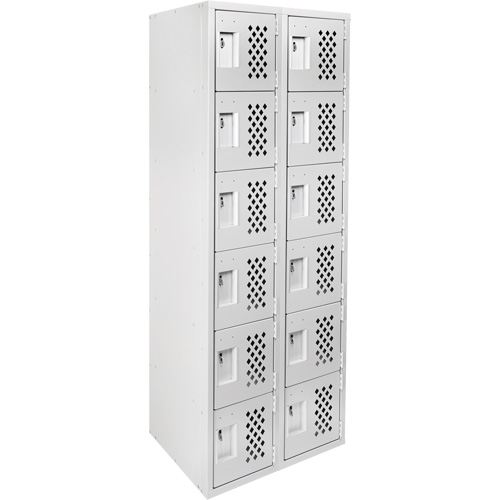 Clean-Line Perforated Lockerette, 6 -tier, Bank of 2, 15" x 72" x 12", Steel PB Rental Co. Ltd.