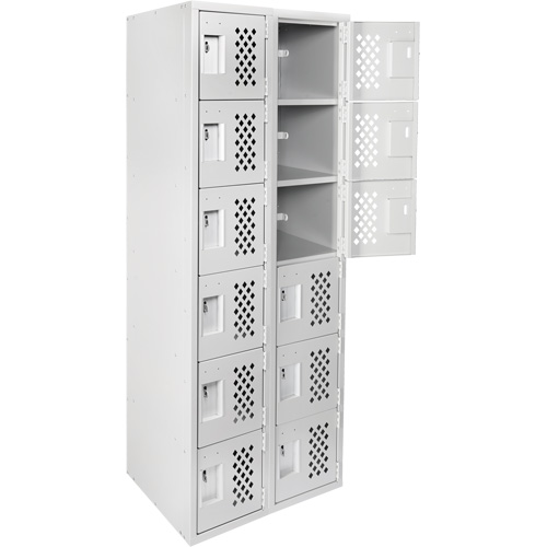Clean-Line Perforated Lockerette, 6 -tier, Bank of 2, 15" x 72" x 12", Steel PB Rental Co. Ltd.