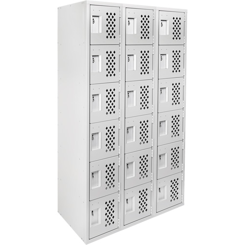 Clean-Line Perforated Lockerette, 6 -tier, Bank of 3, 15" x 72" x 12", Steel PB Rental Co. Ltd.