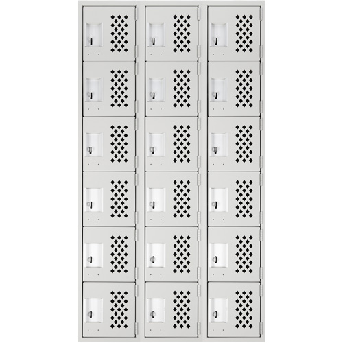 Clean-Line Perforated Lockerette, 6 -tier, Bank of 3, 15" x 72" x 12", Steel PB Rental Co. Ltd.
