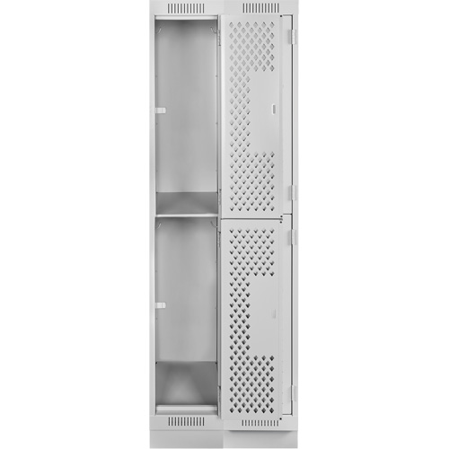 Casiers Clean Line, 2 niveaux, Bloc de 2, 24" x 15" x 76", Acier, Gris, Rivet (assembl&eacute;), Perfor&eacute; PB Rental Co. Ltd.