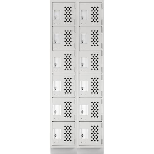 Assembled Lockerettes Clean Line Perforated Economy Lockers, 6 -tier, Bank of 2, 18" x 72" x 12", Steel PB Rental Co. Ltd.