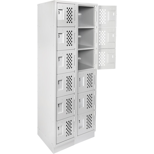 Assembled Lockerettes Clean Line Perforated Economy Lockers, 6 -tier, Bank of 2, 18" x 72" x 12", Steel PB Rental Co. Ltd.