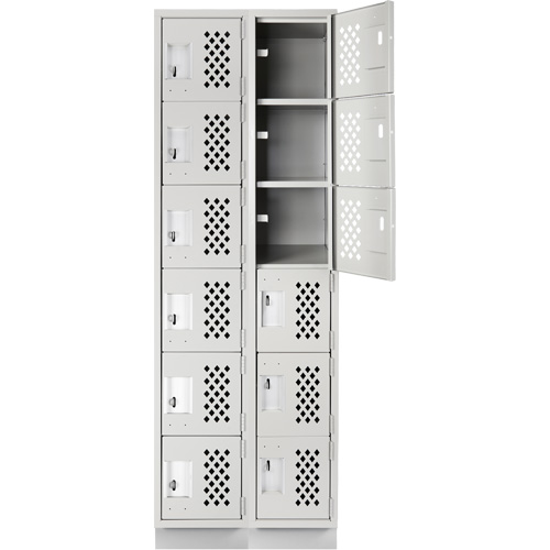 Assembled Lockerettes Clean Line Perforated Economy Lockers, 6 -tier, Bank of 2, 18" x 72" x 12", Steel PB Rental Co. Ltd.