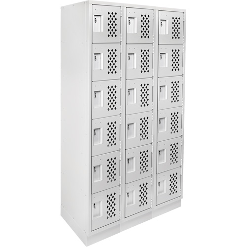 Assembled Lockerettes Clean Line Perforated Economy Lockers, 6 -tier, Bank of 3, 18" x 72" x 12", Steel PB Rental Co. Ltd.