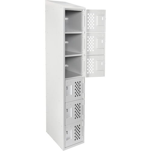 Assembled Lockerettes Clean Line Perforated Economy Lockers, 6 -tier, 18" x 72" x 12", Steel PB Rental Co. Ltd.