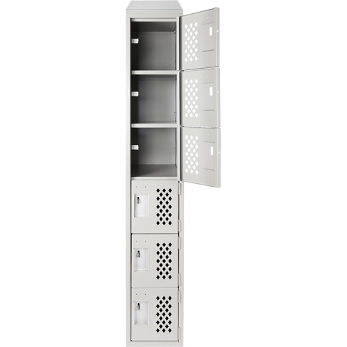 Assembled Lockerettes Clean Line Perforated Economy Lockers, 6 -tier, 18" x 72" x 12", Steel PB Rental Co. Ltd.
