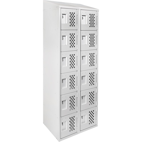 Assembled Lockerettes Clean Line Perforated Economy Lockers, 6 -tier, Bank of 2, 18" x 72" x 12", Steel PB Rental Co. Ltd.