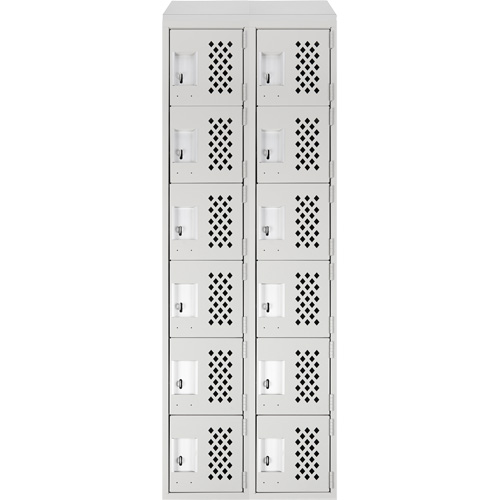 Assembled Lockerettes Clean Line Perforated Economy Lockers, 6 -tier, Bank of 2, 18" x 72" x 12", Steel PB Rental Co. Ltd.