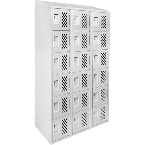 Assembled Lockerettes Clean Line Perforated Economy Lockers, 6 -tier, Bank of 3, 18" x 72" x 12", Steel PB Rental Co. Ltd.