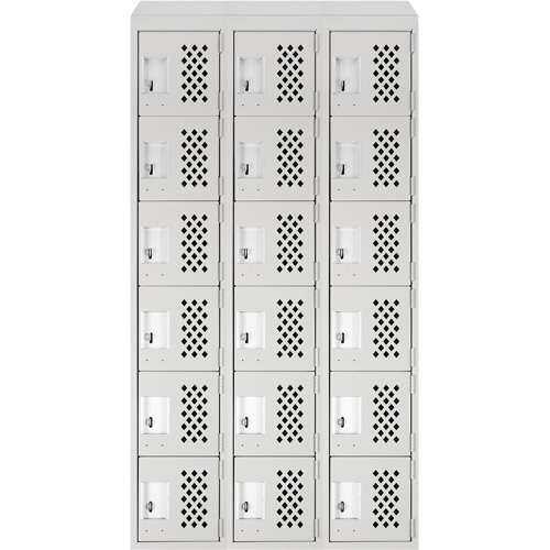 Assembled Lockerettes Clean Line Perforated Economy Lockers, 6 -tier, Bank of 3, 18" x 72" x 12", Steel PB Rental Co. Ltd.