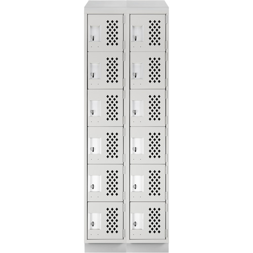 Clean-Line Perforated Lockerette, 6 -tier, Bank of 2, 12" x 72" x 12", Steel PB Rental Co. Ltd.