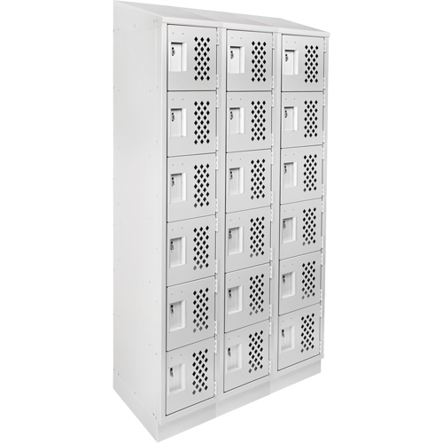 Clean-Line Perforated Lockerette, 6 -tier, Bank of 3, 12" x 72" x 12", Steel PB Rental Co. Ltd.