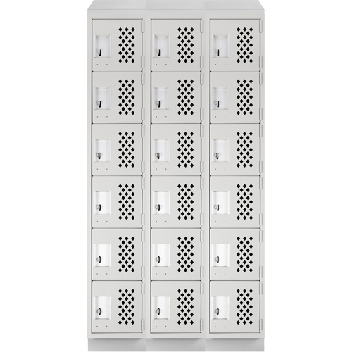 Clean-Line Perforated Lockerette, 6 -tier, Bank of 3, 12" x 72" x 12", Steel PB Rental Co. Ltd.