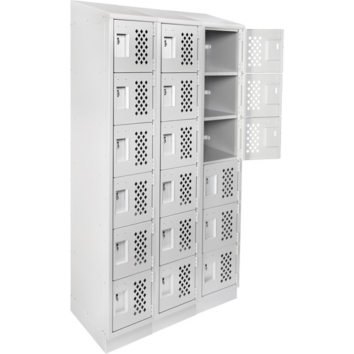 Clean-Line Perforated Lockerette, 6 -tier, Bank of 3, 12" x 72" x 12", Steel PB Rental Co. Ltd.